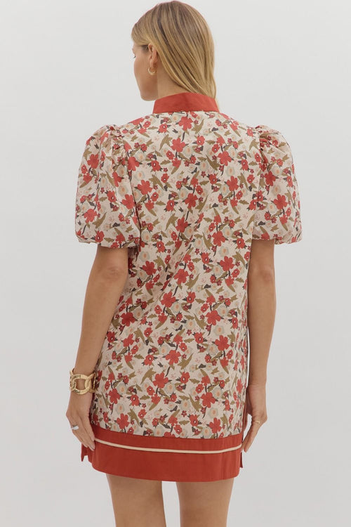 Ecru/Rust Floral Dress