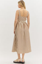 Brown Stripe Midi Dress