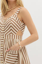 Brown Stripe Midi Dress