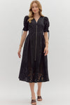 Black Embroidered Detail Midi