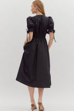 Black Embroidered Detail Midi