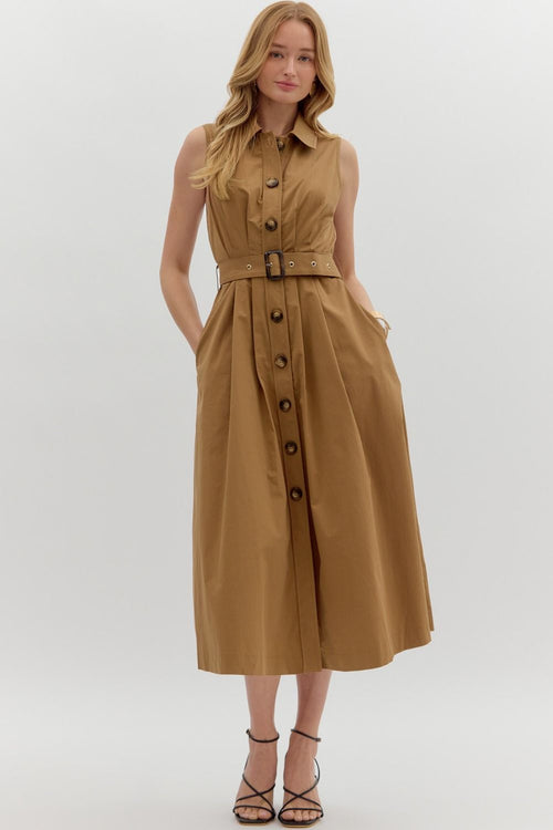 Sleeveless Pleated Midi Dress