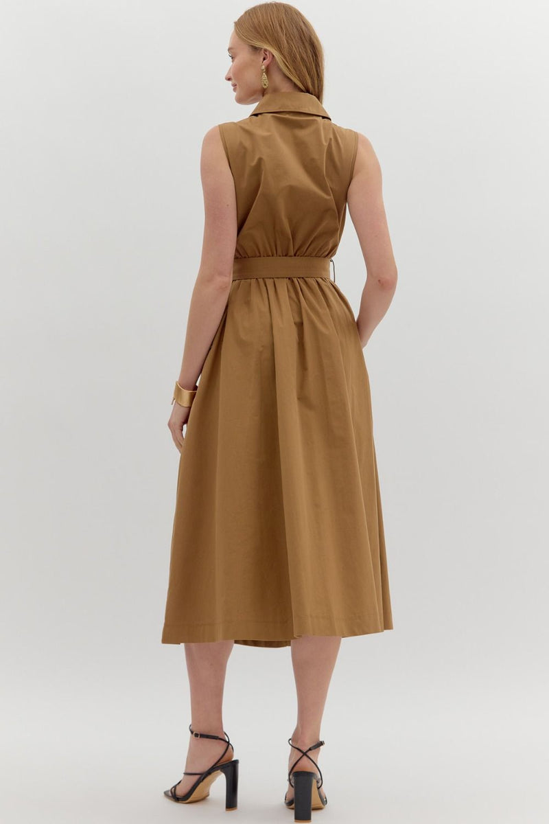 Sleeveless Pleated Midi Dress