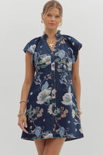 Denim Floral Print Dress