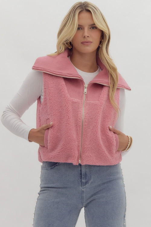 Pink Sherpa Vest