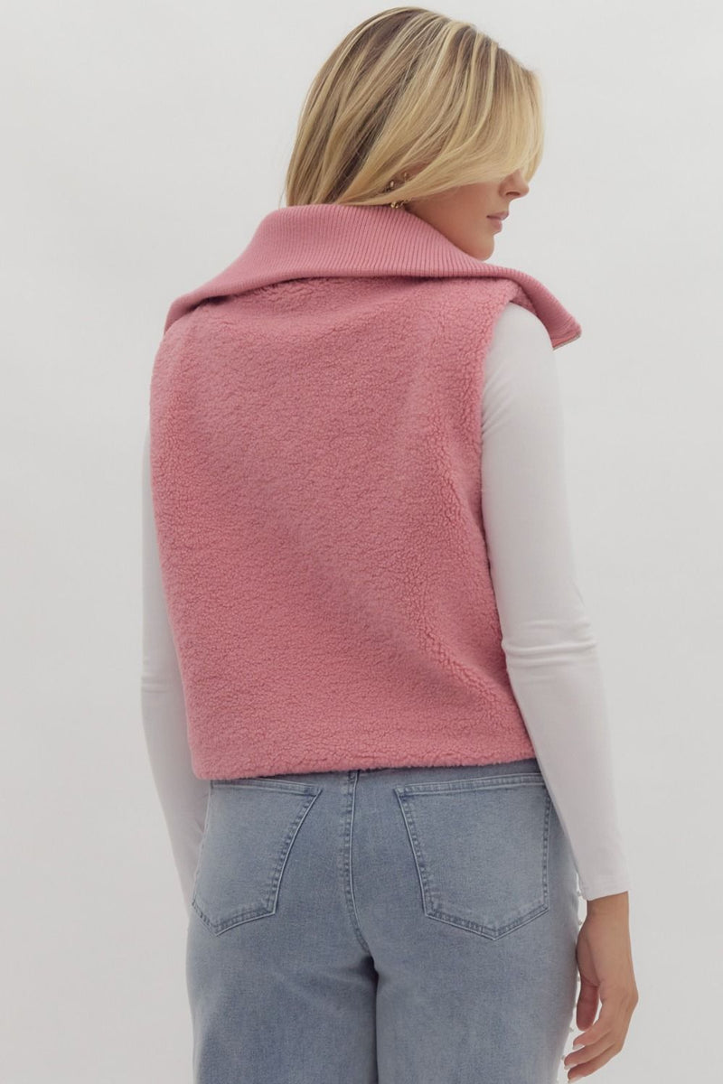 Pink Sherpa Vest