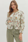 Cream Floral Quilted Jacket