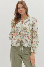 Cream Floral Quilted Jacket
