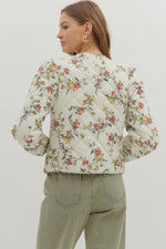 Cream Floral Quilted Jacket
