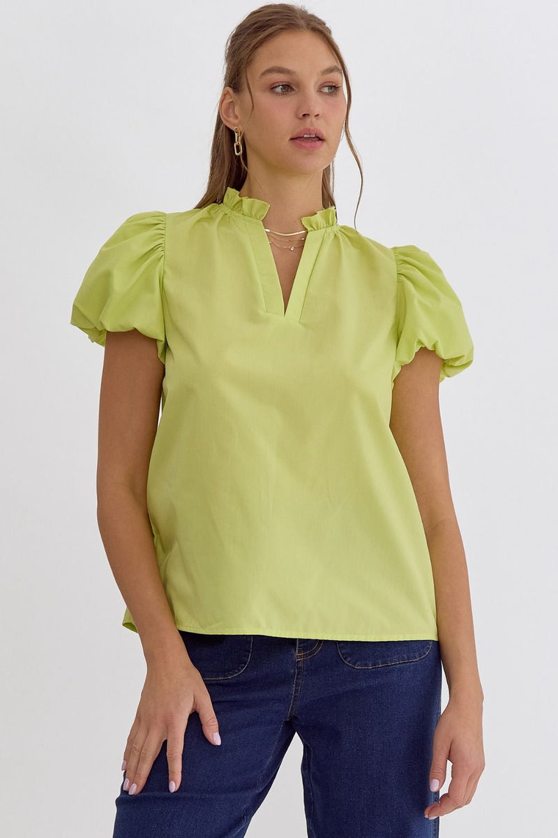 Lime Puff Sleeve Top