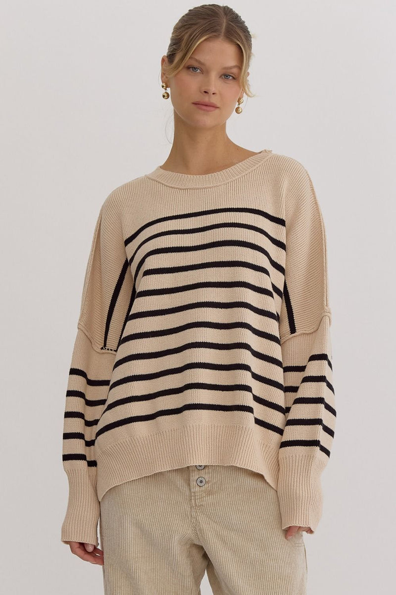 Cream/Black Oversized Sweater