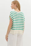 Green/Cream Stripe Top