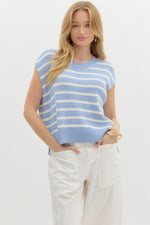 Blue/Cream Stripe Sweater Top