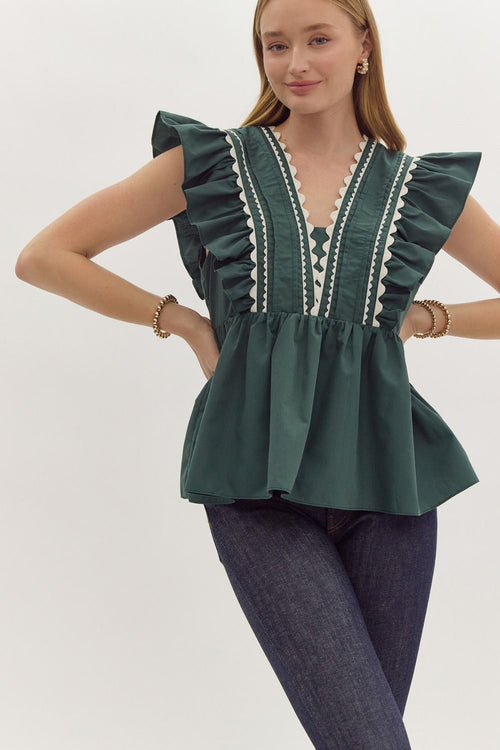 Hunter Green Peplum Top