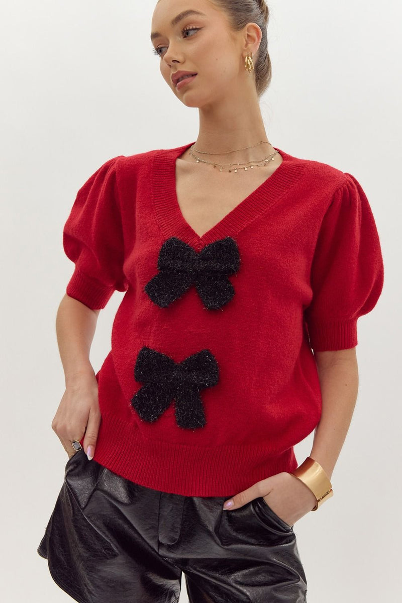 Red Sweater w/Black Bows