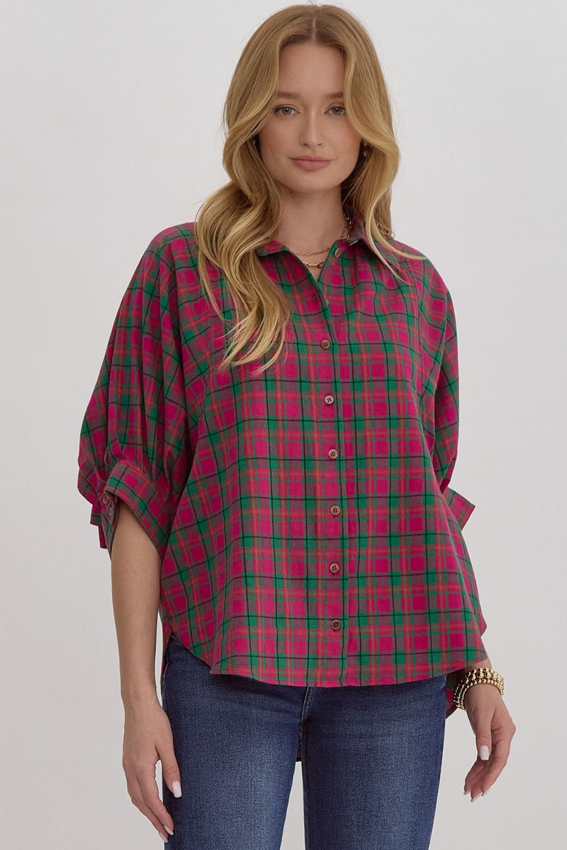 Oversized Plaid Button Up