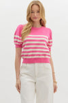 Stripe Short Sleeve Sweater