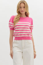 Stripe Short Sleeve Sweater