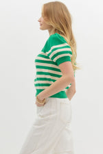 Stripe Short Sleeve Sweater