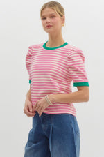 Pink/White Stripe Top