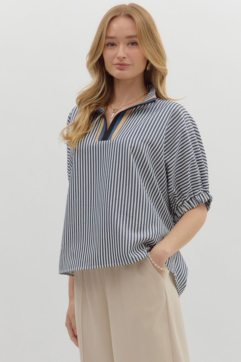Navy/White Stripe Dolman Top