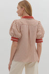 Striped Puff Sleeve Top