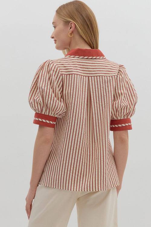 Striped Puff Sleeve Top