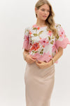 Floral Top w/Pink Trim