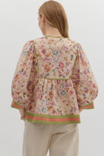 Ecru Floral Print Top