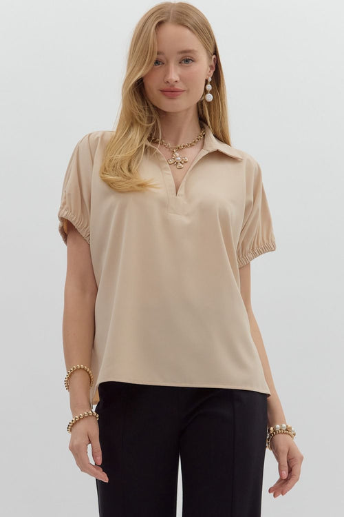 Solid Split Collar Top