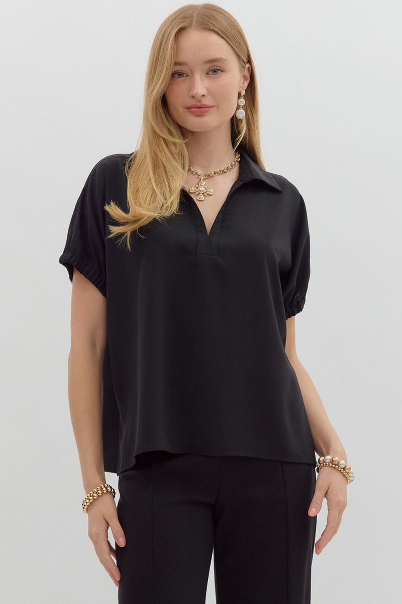 Black Short Sleeve Top