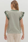 Striped Flutter Sleeve Top