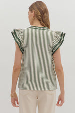Striped Flutter Sleeve Top