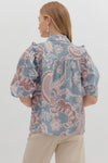 Dusty Blue Paisley Button Up