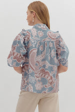 Dusty Blue Paisley Button Up