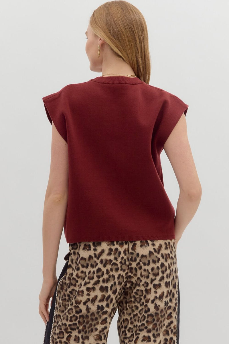 Burgundy Cap Sleeve Sweater