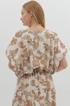 Cream/Brown Floral Dolman Top