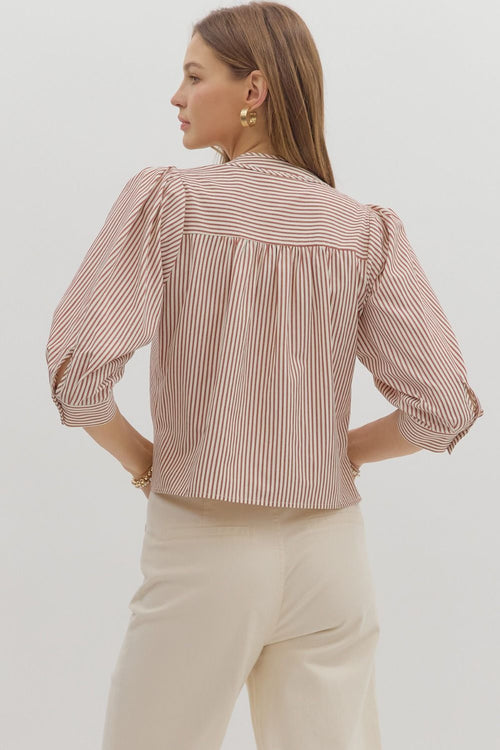 Striped Crop V-Neck Top