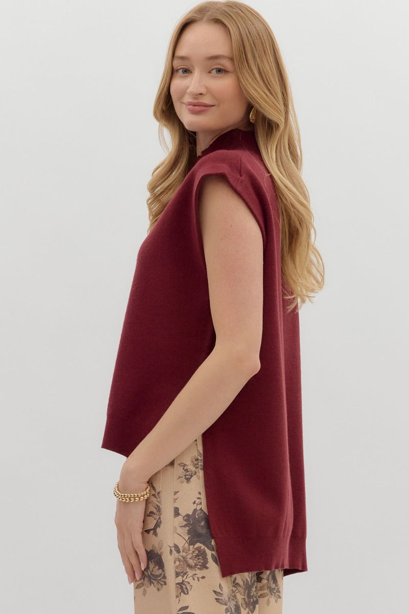 Burgundy Hi-Low Sweater