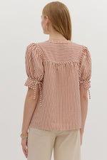 Stripe Top w/Bows at Sleeve