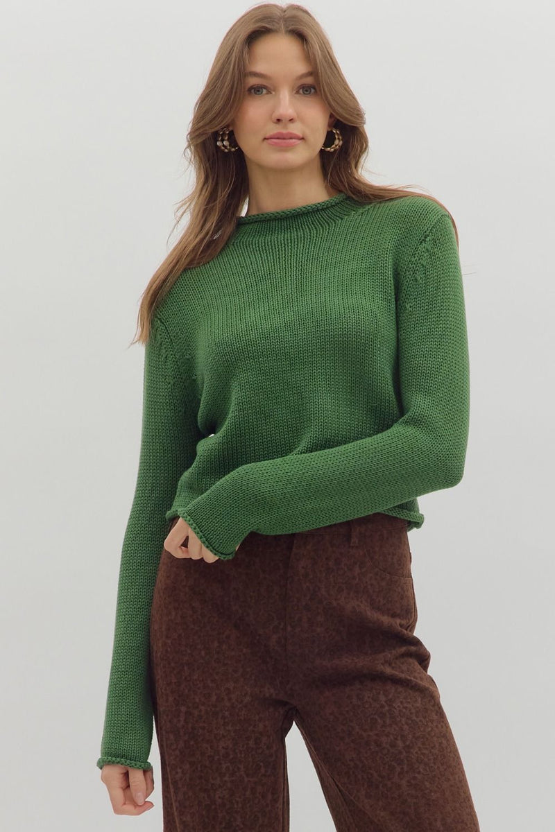 Green Cropped Sweater