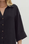 Black Button Front Top