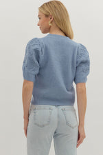 Blue Sweater w/Embroidered Sleeve