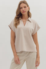 Oatmeal V-Neck Top