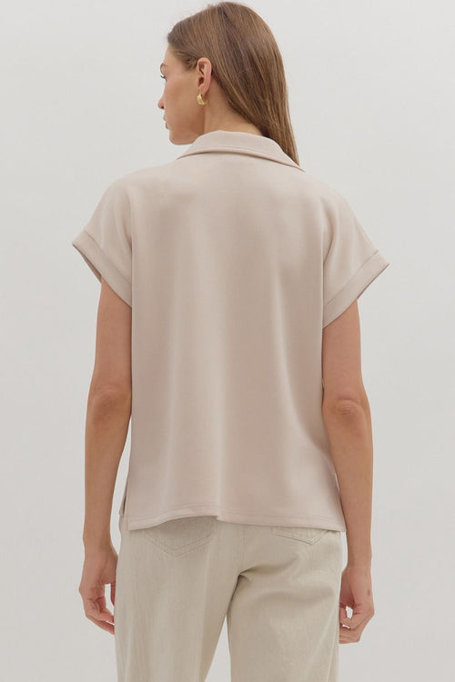 Oatmeal V-Neck Top