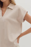 Oatmeal V-Neck Top