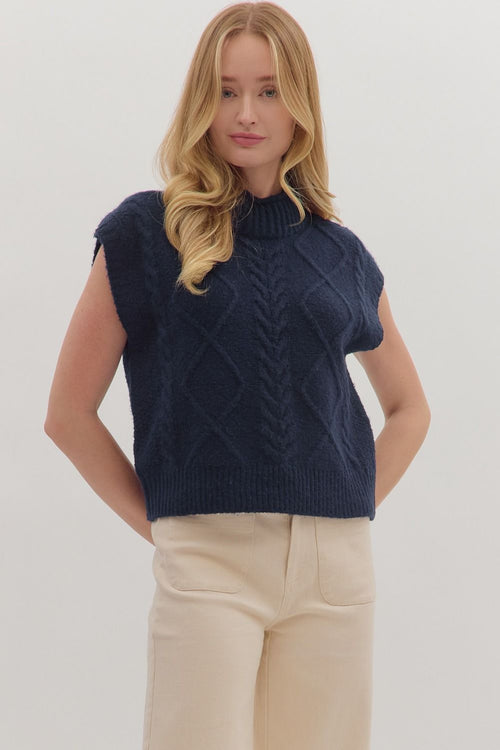 Navy Cap Sleeve Sweater