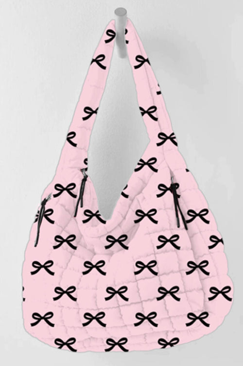 Pink Bows Oversized Puffer Bag