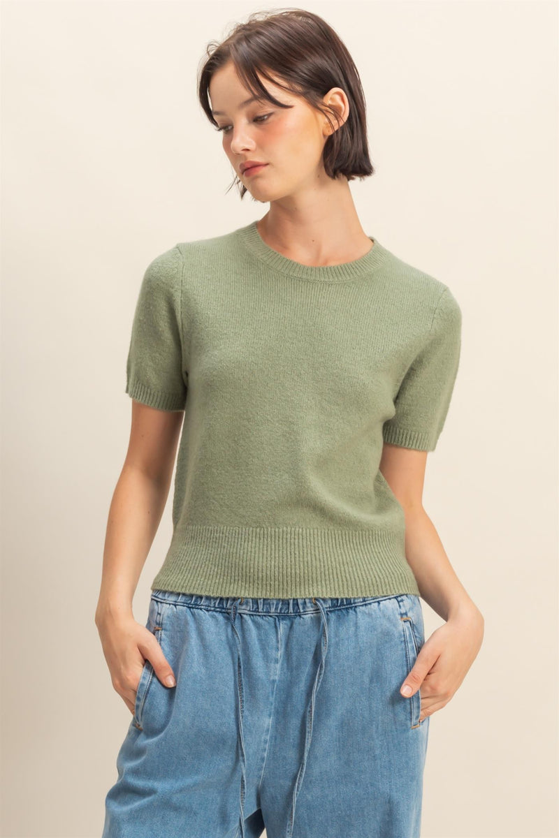 Short Sleeve Knit Sweater