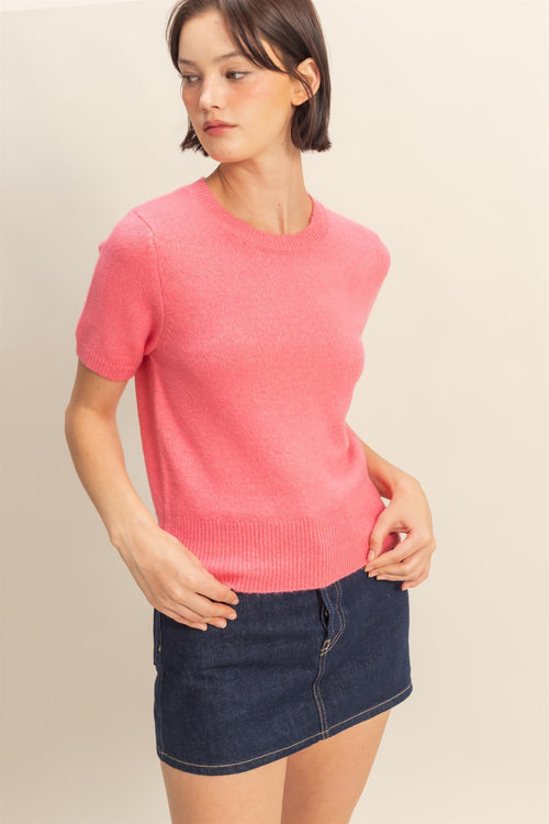 Short Sleeve Knit Sweater